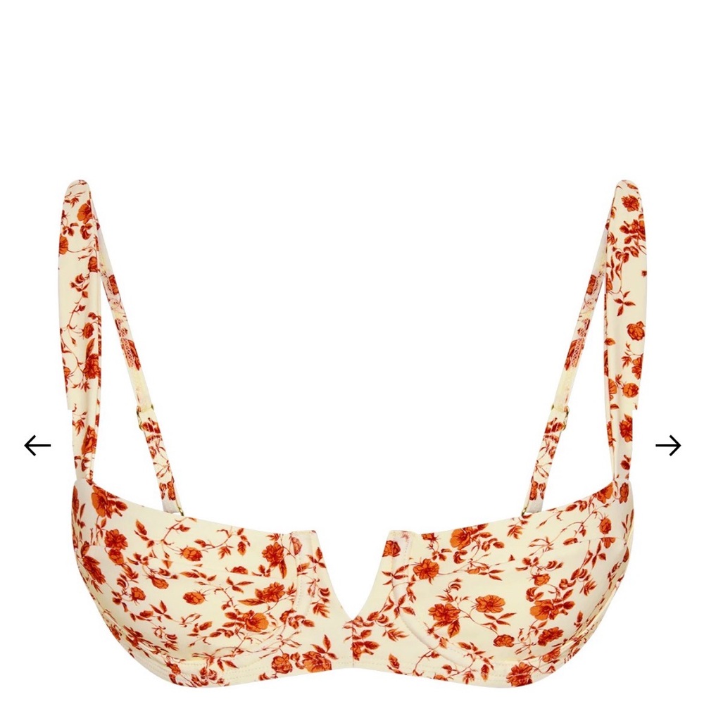 Monday Swimwear Cream and Red Floral Bikini Top